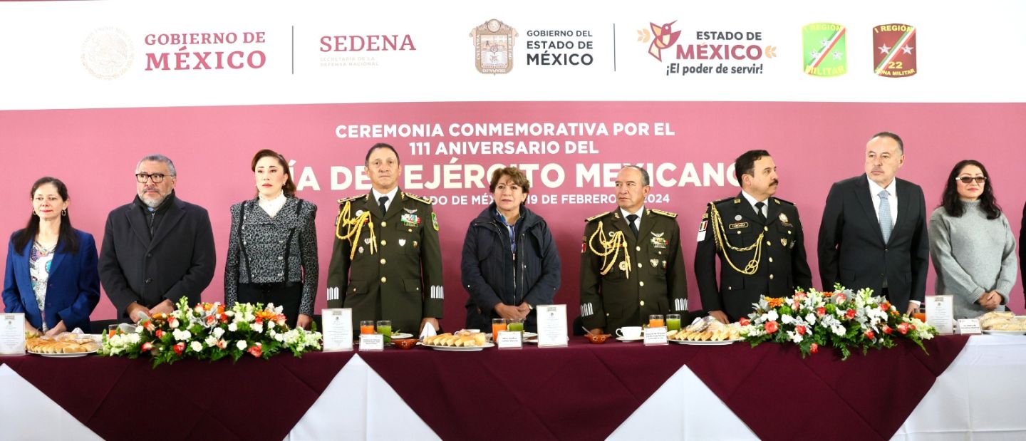 Gobernadora Delfina Gómez Álvarez reconoce la valentía y determinación del Ejército Mexicano en su 111 aniversario