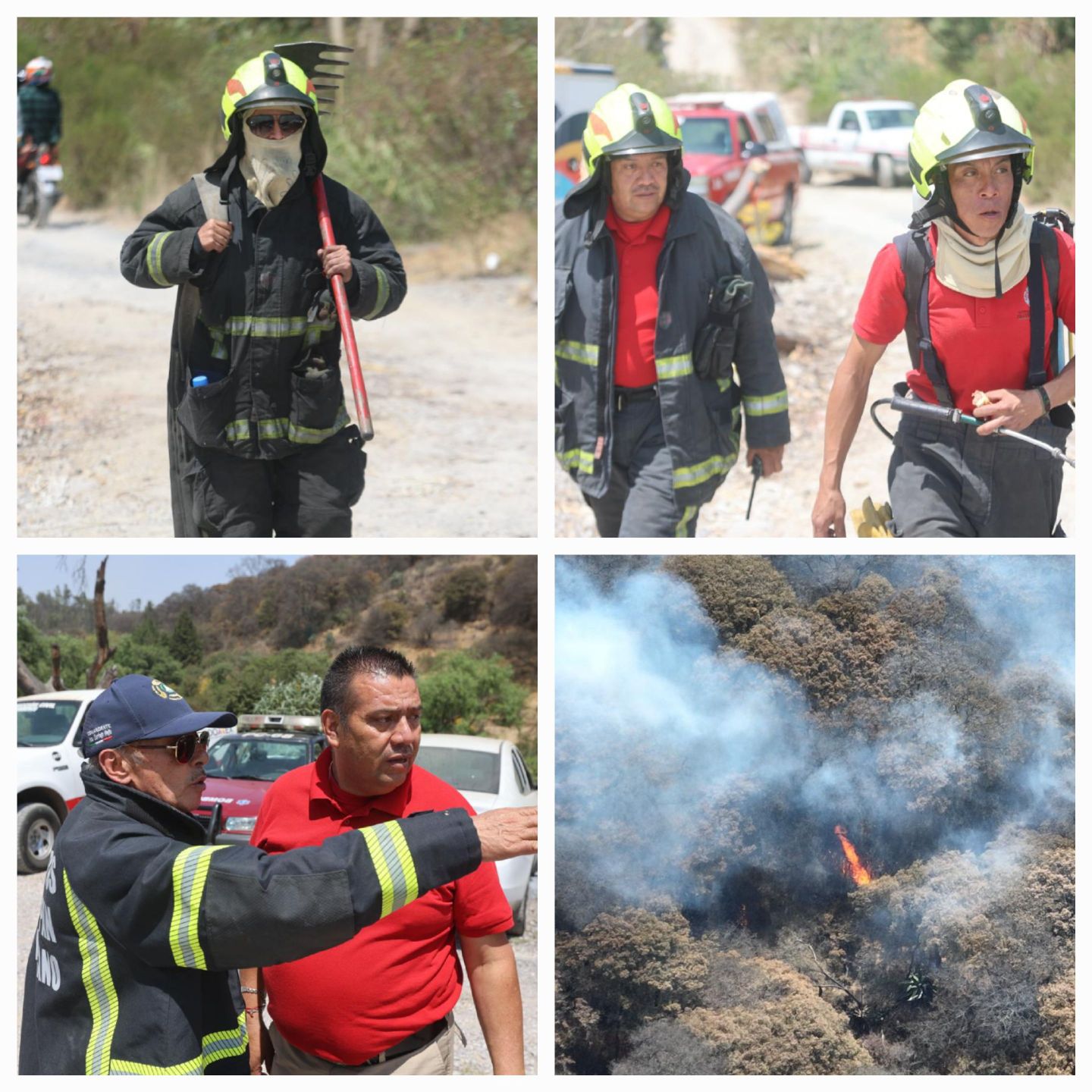 Trabajan bomberos de Atizapán para sofocar incendio en parque de los Ciervos y cerro la Biznaga 