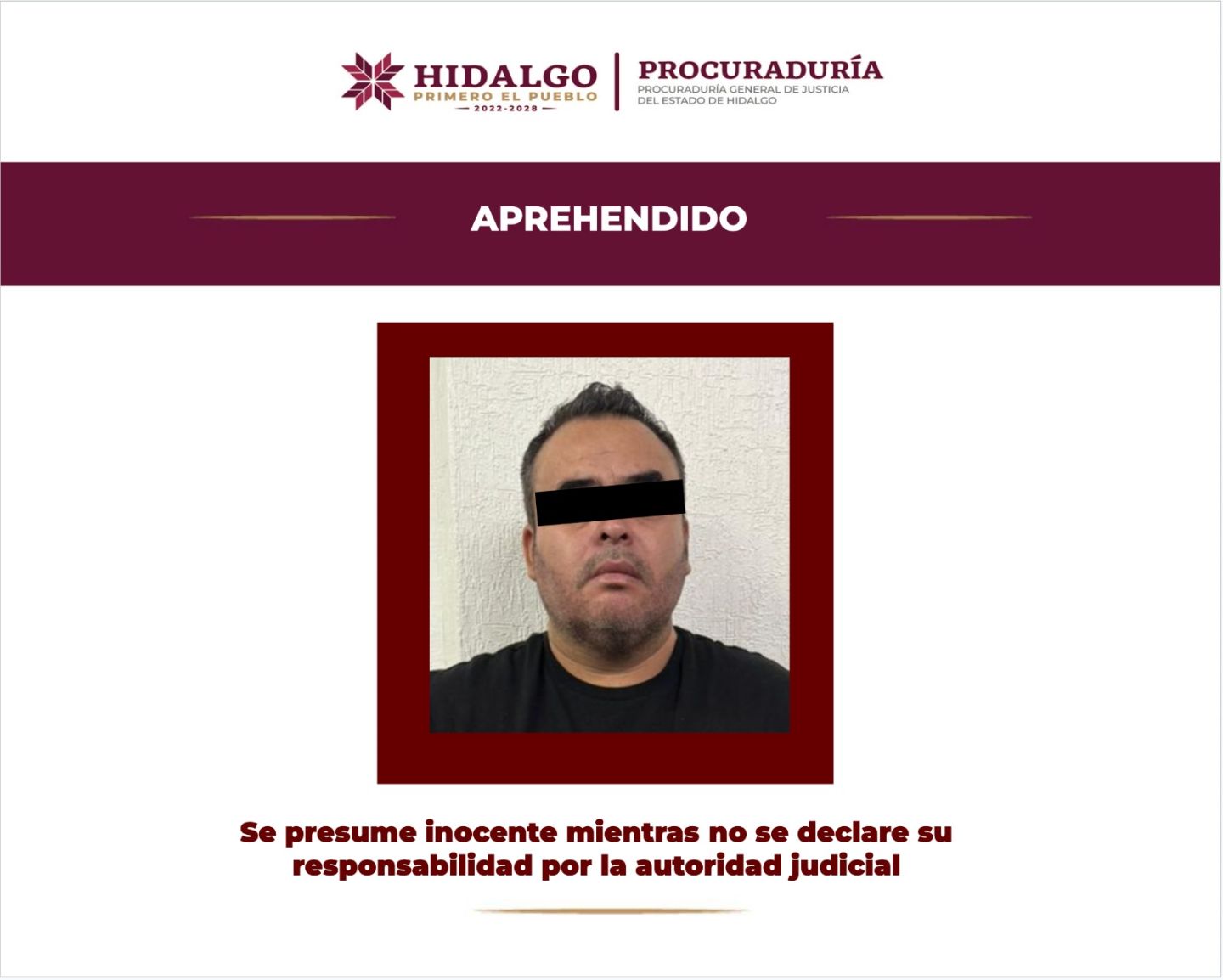 Capturado probable responsable de homicidio en agravio de agente de la PGJEH