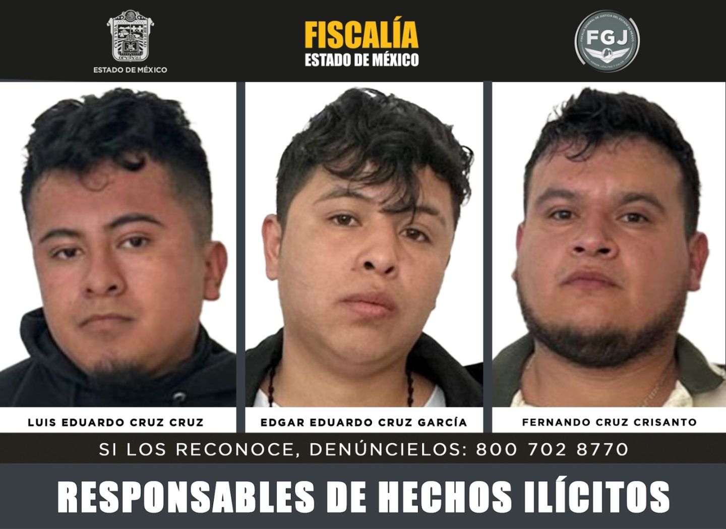 FISCALÍA EDOMÉX OBTIENE SENTENCIA DE 50 AÑOS DE PRISIÓN EN CONTRA DE TRES SUJETOS POR SECUESTRO EXPRÉS CON FINES DE ROBO EN LA AUTOPISTA MÉXICO - PUEBLA