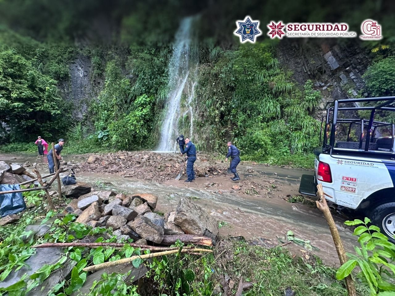 SSPH implementa labores preventivas por derrumbe en Tlanchinol