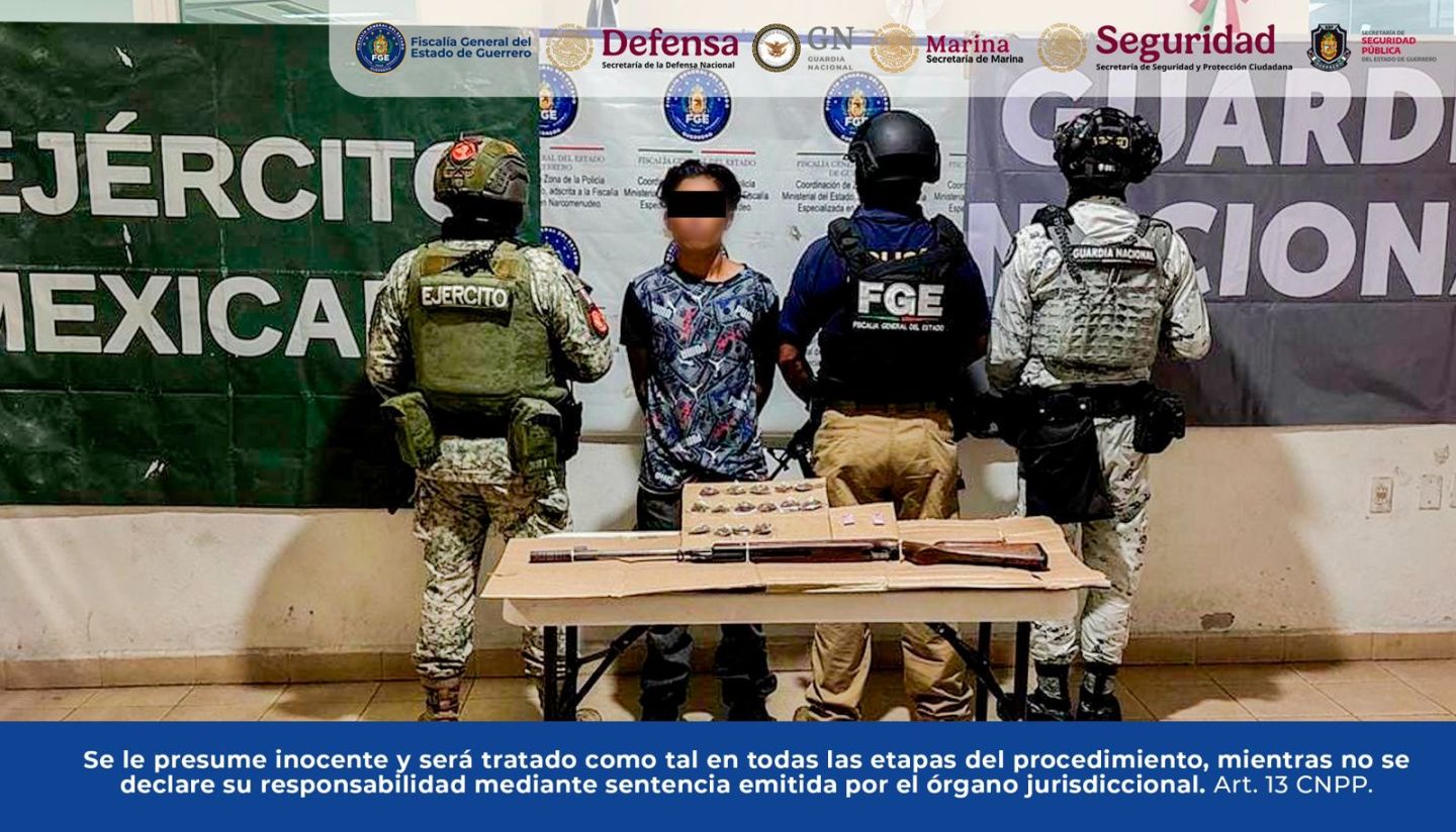 Aprehende la Fiscalía de Guerrero en flagrancia, a un masculino en Chilpancingo 