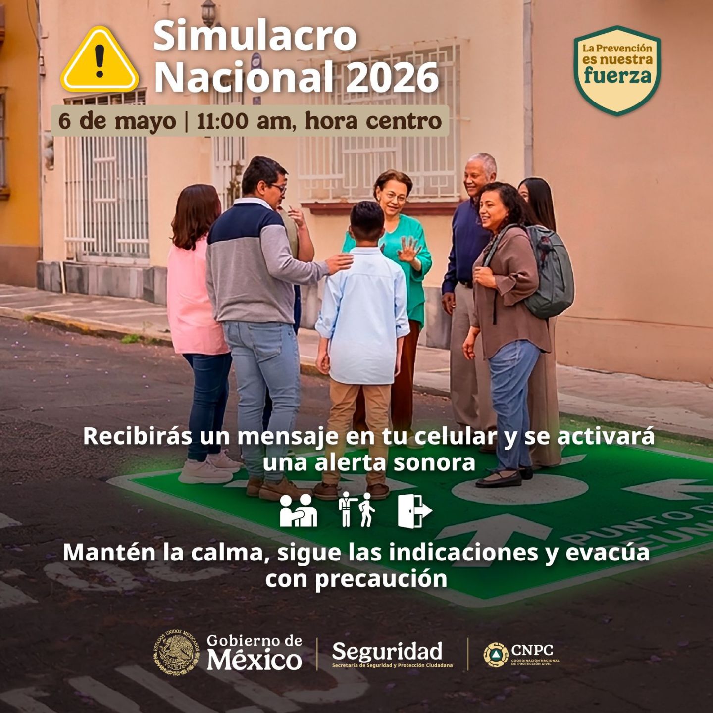 CNPC convoca al pueblo de México a participar en el primer simulacro nacional 2026 que se realizará el 6 de mayo