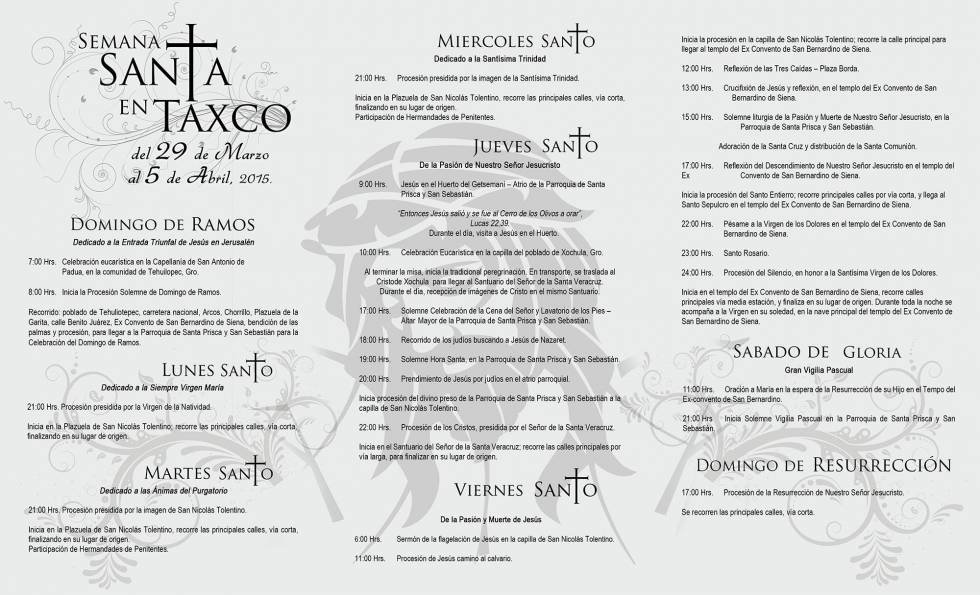 Listo el Programa General de Semana Santa, Taxco 2015