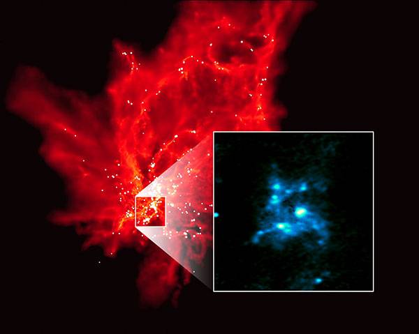 Detectan una estructura espiral que alimenta estrellas de alta masa