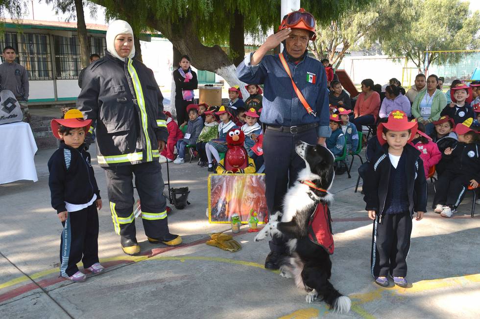 Utilizan perros de rescate para enseñar a niños de  Ecatepec a reaccionar en accidentes